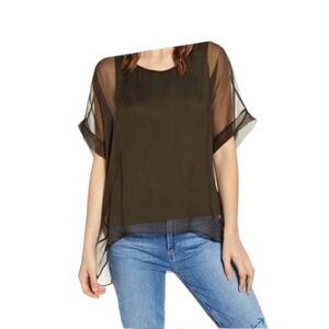 Bailey 44 HABITAT sheer silk top High-low size XS‎ Xsmall Dolman Sleeve